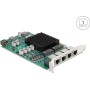 Delock PCI Express x4 Netzwerkkarte Gigabit LAN 4 x RJ45 mit PoE+ i350 (86097)