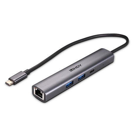 Lindy 43385 hub di interfaccia USB tipo-C 10000 Mbit/s Grigio (LINDY43385)