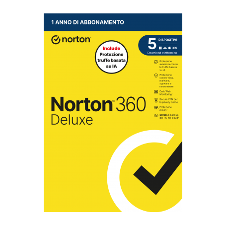 NORTON 360 DELUXE 2026 -ANTITRUFFA- 5 DISPOSITIVI 12 MESI 50GB - IT BOX (21483704)