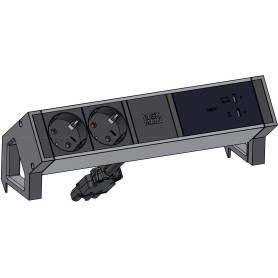 BACHMANN DESK2 2xCEE7/3 USB Schwarz USB Charger C/C 100W GST18 0,2m (BM0025224)