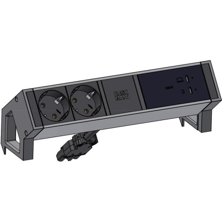 BACHMANN DESK2 2xCEE7/3 USB Schwarz USB Charger C/C 100W GST18 0,2m (BM0025224)