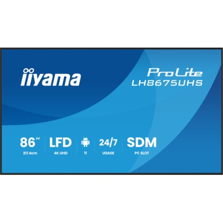 iiyama LH8675UHS-B2AG visualizzatore di messaggi Pannello piatto per segnaletica digitale 2,17 m (85.6") LCD Wi-Fi 500 cd/m² 4K