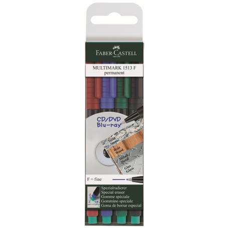 Faber-Castell MULTIMARK marcatore permanente Nero, Blu, Verde, Rosso 4 pz (151304)