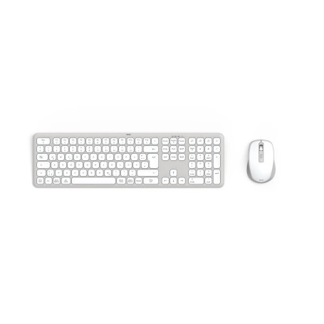 Hama WKM-550 tastiera Mouse incluso Casa/ufficio RF senza fili + Bluetooth QWERTZ Tedesco Grigio, Bianco (00173066)