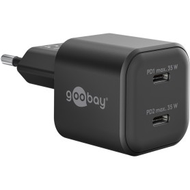 USB-C Dual-Schnellladegert Nano, PD, GaN, 35 Watt (schwarz, 2x USB-C, Power Delivery 3.0) (75333)