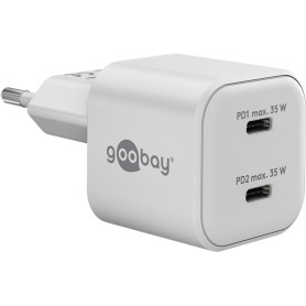 USB-C Dual-Schnellladegert Nano, PD, GaN, 35 Watt (wei, 2x USB-C, Power Delivery 3.0) (75334)