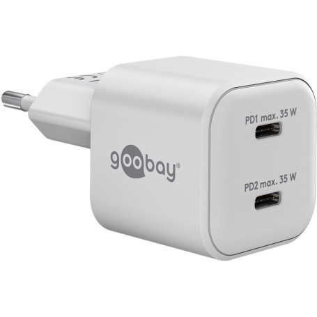 USB-C Dual-Schnellladegert Nano, PD, GaN, 35 Watt (wei, 2x USB-C, Power Delivery 3.0) (75334)