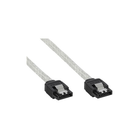 InLine Cavo SATA III 6Gb/s, rotondo, trasparente, chiusura a scatto, 0,5m (27305R)