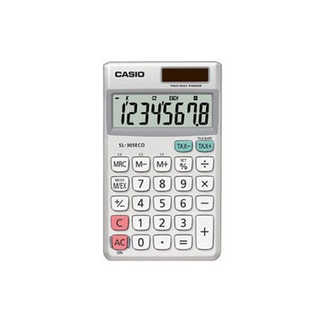 Casio SL-305ECO calcolatrice Tasca Calcolatrice di base Argento, Bianco (SL-305ECO)