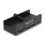 Externer USB 5 Gbps Hub mit 2 x USB Typ-A, 1 x USB Type-C? und SD + Micro SD Slot mit Feststellschraube (schwarz) (64263)