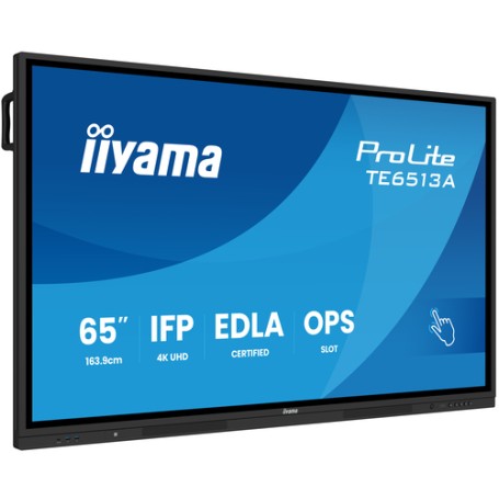 iiyama TE6513A-B2AG visualizzatore di messaggi Pannello piatto interattivo 163,8 cm (64.5") Wi-Fi 500 cd/m² 4K Ultra HD Nero To