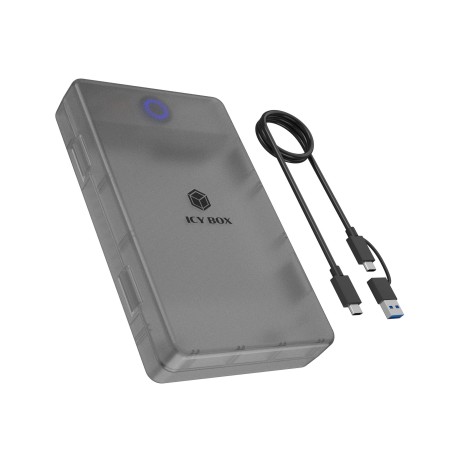 ICY BOX Spade Base 388 Box esterno HDD/SSD Nero, Trasparente 2.5/3.5" (60928)