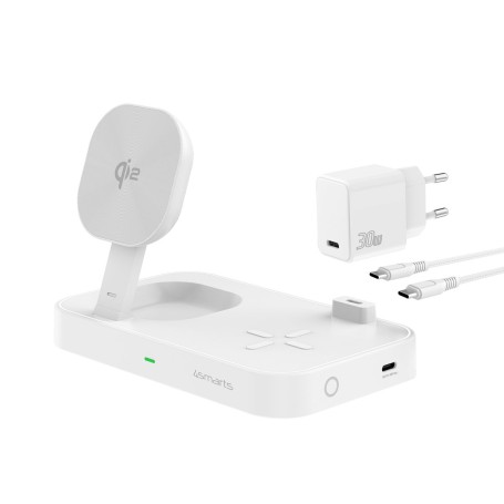 4smarts Qi2 Universale Bianco AC Carica wireless Ricarica rapida Interno (540998)