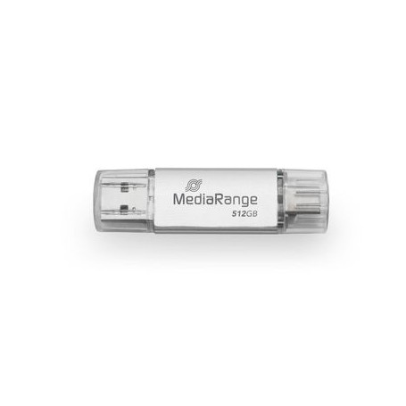 MediaRange MR940-1 unità flash USB 512 GB USB Type-A / USB Type-C 3.2 Gen 1 (3.1 Gen 1) Argento