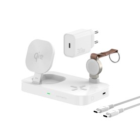 4smarts 540994 Caricabatterie per dispositivi mobili Cuffie, Smartphone, Orologio intelligente Bianco dC, USB Carica wireless Ri