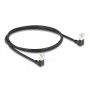 Patchkabel RJ-45 Cat.6a S/FTP, Slim 90 gewinkelt (schwarz, 1 Meter, nach oben abgewinkelte Stecker) (80299)