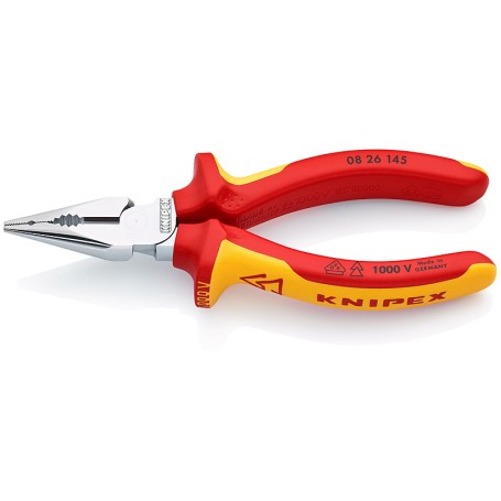 Spitz-Kombizange VDE 0826145 (rot/gelb, Griffe isoliert, VDE-geprft) (08 26 145)