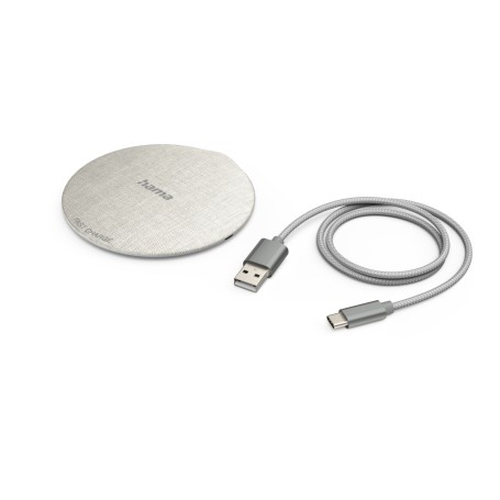 Hama QI-FC10 Metal Telefono cellulare, Smartphone Crema, Grigio USB Carica wireless Ricarica rapida Interno (00201679)