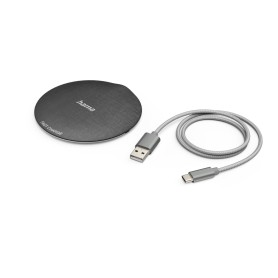 Hama QI-FC10 Metal Telefono cellulare, Smartphone Nero, Argento USB Carica wireless Ricarica rapida Interno (00201680)