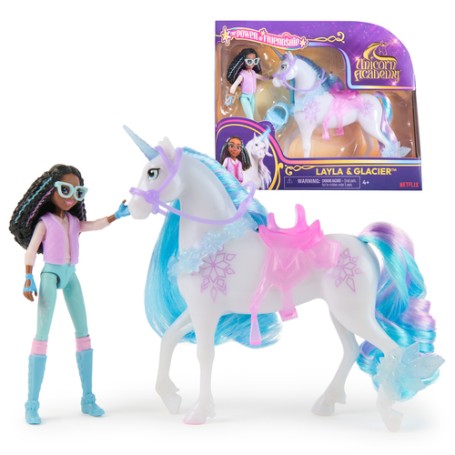 Unicorn Academy - Layla und Einhorn Glacier (mit echter Mhne und Schweif sowie Brste) (6072675)