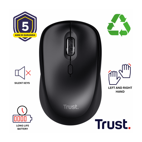 YVI+ WIRELESS MOUSE GLOSSY BLACK (25512)