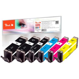 Peach PI100-188 cartuccia d'inchiostro 6 pz Compatibile Resa elevata (XL) Nero, Ciano, Magenta, Nero per foto, Giallo