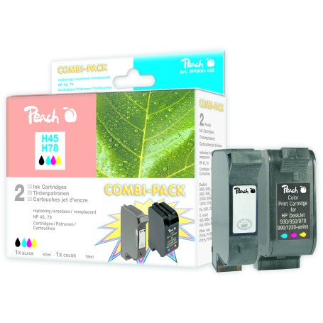 Peach PI300-132 cartuccia d'inchiostro 2 pz Nero, Ciano, Magenta, Giallo