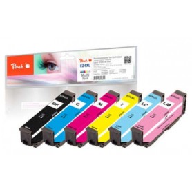 Peach PI200-293 cartuccia d'inchiostro 6 pz Compatibile Nero, Ciano, Ciano chiaro, Magenta chiaro, Magenta, Giallo