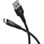 Supersoftes USB 2.0 Textilkabel, USB-A Stecker  USB-C Stecker (schwarz, 3 Meter) (74528)