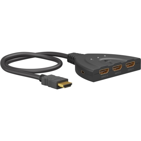 HDMI-Umschaltbox 3 auf 1 (4K @ 60Hz), HDMI Switch (schwarz, 55cm Kabel) (58488)