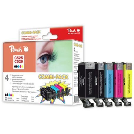 Peach PI100-140 cartuccia d'inchiostro 5 pz Compatibile Nero, Ciano, Nero per foto, Giallo