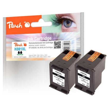 Peach PI300-485 cartuccia d'inchiostro 2 pz Compatibile Resa elevata (XL) Nero
