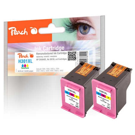 Peach PI300-486 cartuccia d'inchiostro 2 pz Compatibile Resa elevata (XL) Ciano, Magenta, Giallo
