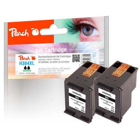 Peach PI300-805 cartuccia d'inchiostro 2 pz Compatibile Resa elevata (XL) Nero