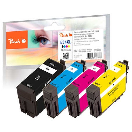 Peach PI200-558 cartuccia d'inchiostro 4 pz Compatibile Resa elevata (XL) Nero, Ciano, Magenta, Giallo
