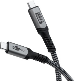 USB4 Gen 3x2 Kabel, USB-C Stecker  USB-C Stecker, 40Gbit/s (schwarz/grau, 1 Meter, PD, Laden mit bis zu 240 Watt) (74211)