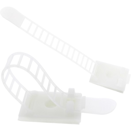 InLine Ferma cavi adesiva regolabile 64mm, con foro di fissaggio, neutra, 10pz (59969A)