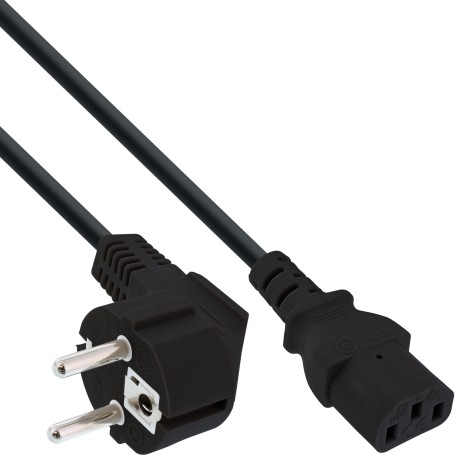 InLine Cavo alimentazione, Spina Shucko CEE-7/7 90° a Presa IEC-320-C13, 3m (16649)