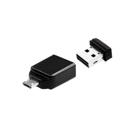 Verbatim Nano - Memoria USB da 16 GB con Adattatore Micro USB - Nero (49821)