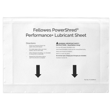 Fellowes 4025601 accessorio per tritadocumenti Fogli lubrificanti 10 pz