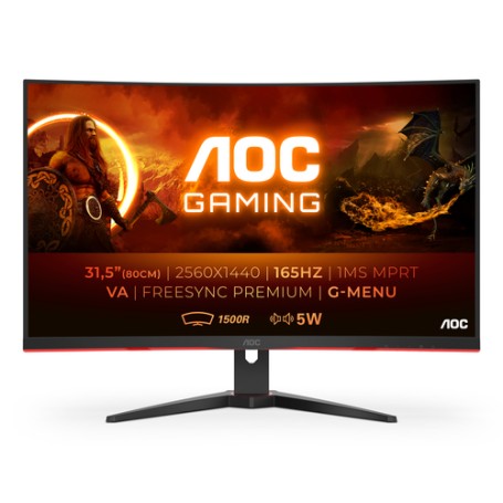AOC G2 CQ32G2SE/BK Monitor PC 80 cm (31.5") 2560 x 1440 Pixel 2K Ultra HD LED Nero, Rosso