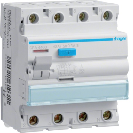 Hager CPA440D interruttore automatico Dispositivo a corrente residua A-type 4 modulo/moduli (CPA440D)