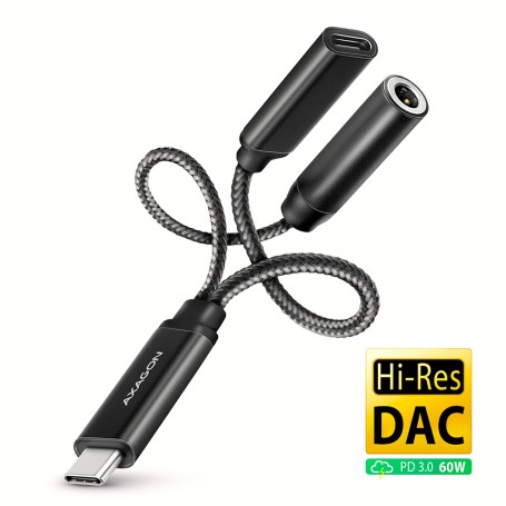 Axagon ADA-HCPD cavo audio 0,1 m USB-C, 3.5 mm USB-C Nero
