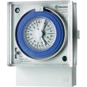 Finder Mechanische Schaltuhr für Frontaufbau, Serie 12.31 12.31.8.230.0007 230 V/50 - 60 Hz 1 Wechsler 16 A 250 V/AC (AC (12.31