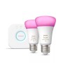 Philips Hue White and Color ambiance Starter Kit Bridge + 2 Lampadine Smart E27 75W (919412535401)