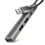 Axagon HUB USB HUE-STA, 4x USB ALU STRIP hub, 1x USB-A 5Gbps, 2x USB-A & 1x USB-C 480Mbps, kabel USB-A 12cm USB 3.2 Gen 1 (3.1 G