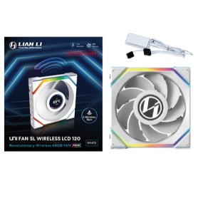 Lian Li UNI FAN SL Wireless LCD 120 Reverse Blade Case per computer Ventilatore 12 cm Bianco 1 pz (12RSLLCD1W1W)