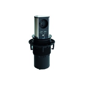 Bachmann 928.017 prolunghe e multiple 2 m 1 presa(e) AC Interno Nero, Argento
