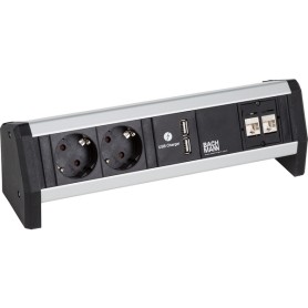 Bachmann DESK 1 prolunghe e multiple 2 m 2 presa(e) AC Interno Nero, Argento (902.196)