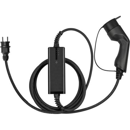 kabelmeister Typ 2 Ladegerät mit geradem Schutzkontakt-Stecker, für Elektro- u. Hybridfahrzeuge, 3,6kW, schwarz, 5m (EVPC-01)